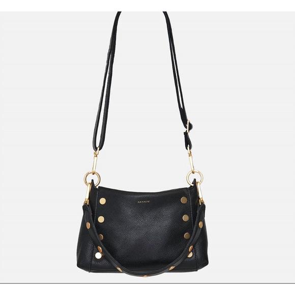 HAMMITT Handbags - Hammitt Black Leather Bryant Medium Shoulder Bag with Gold Hardware